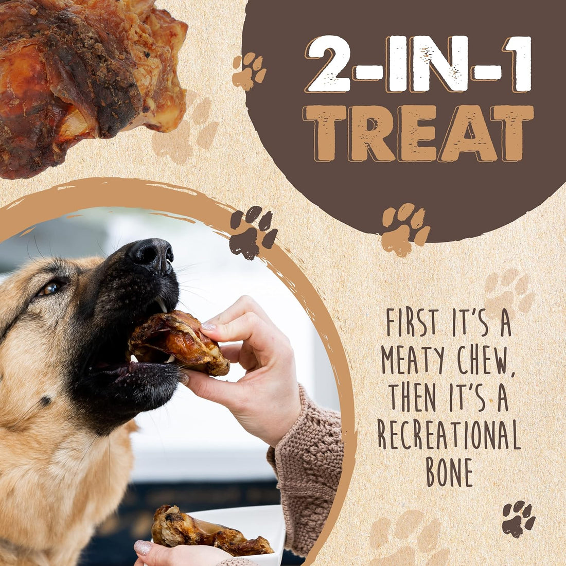 Mighty Paw Naturals Dog Bones - Cow Knee Caps & Knuckle Bones for Dogs