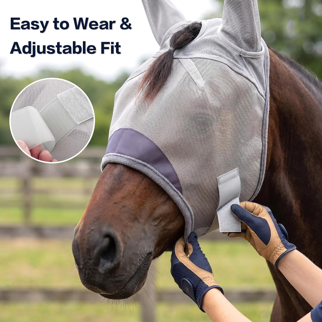 Horse Fly Mask with Ears - UV Protection Fine Mesh Super Comfort Fly