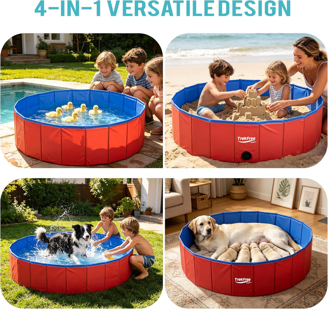 Foldable Dog Pool, Collapsible Plastic Dog Swimming Pool