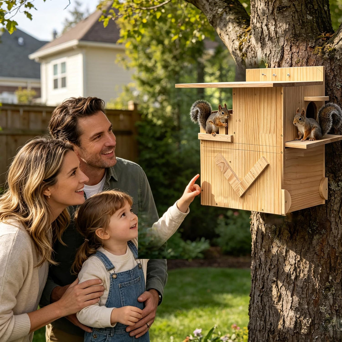 Extra-Large 3-Chamber Squirrel Nesting Box with Dual Platforms