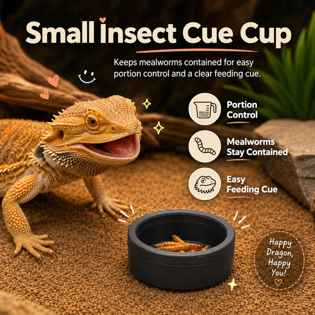 Bearded Dragon Food Bowl Set with Veggie Clips, Shallow Salad Dish