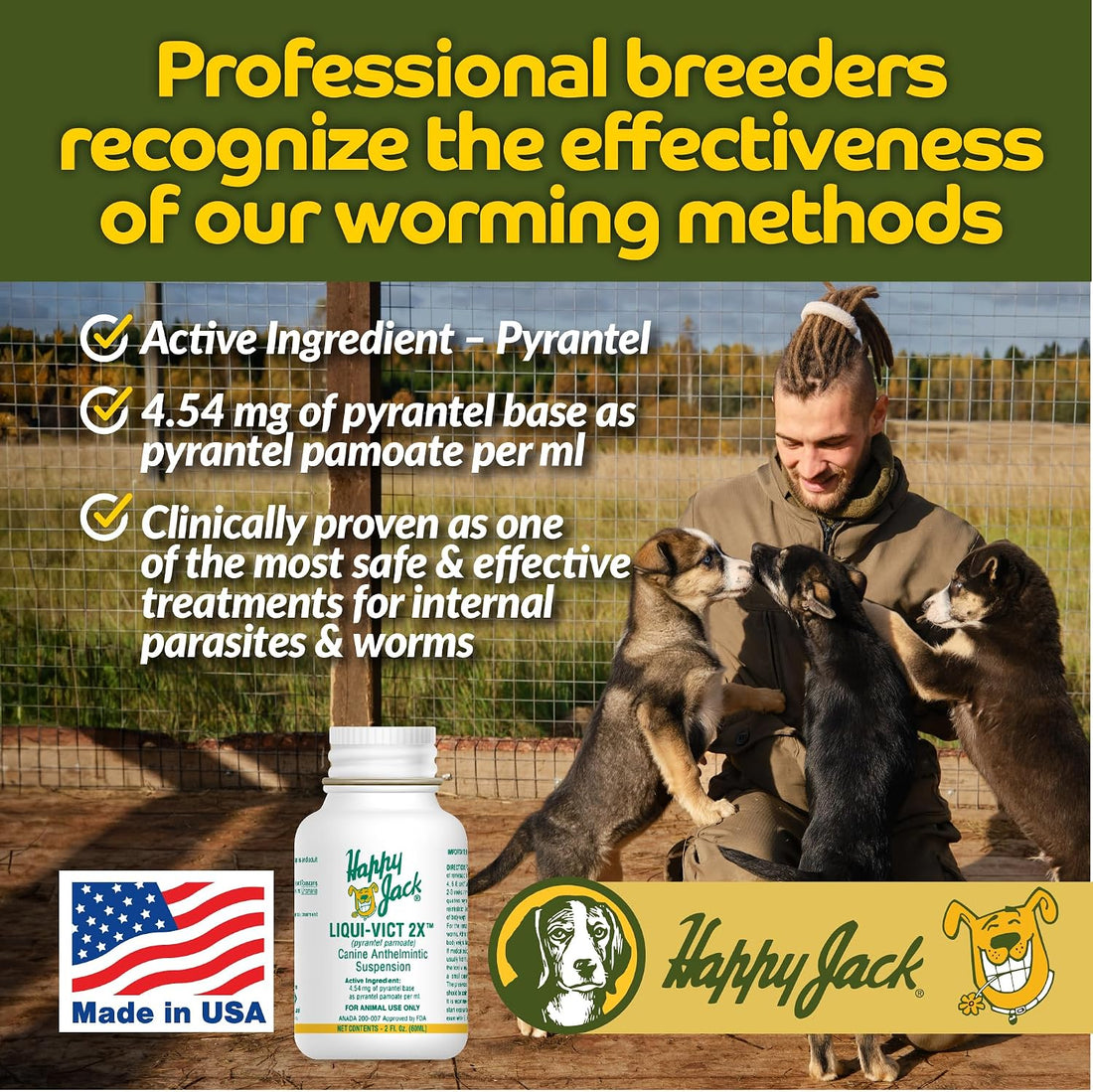 Happy Jack Liqui-Vict 2X Liquid Dog Dewormer for Large