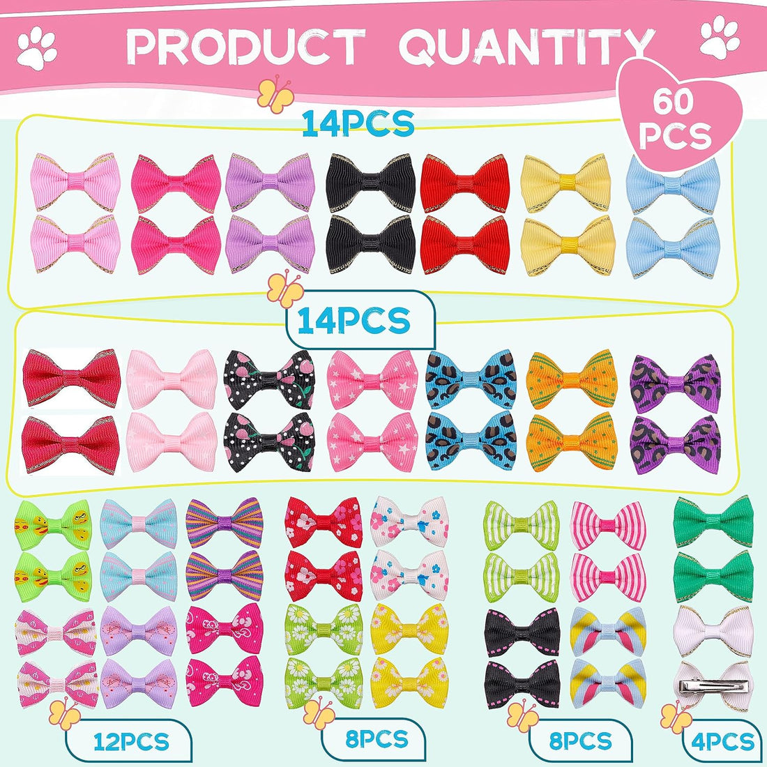 YAKA Small Dog Hair Bows, Pack of 60