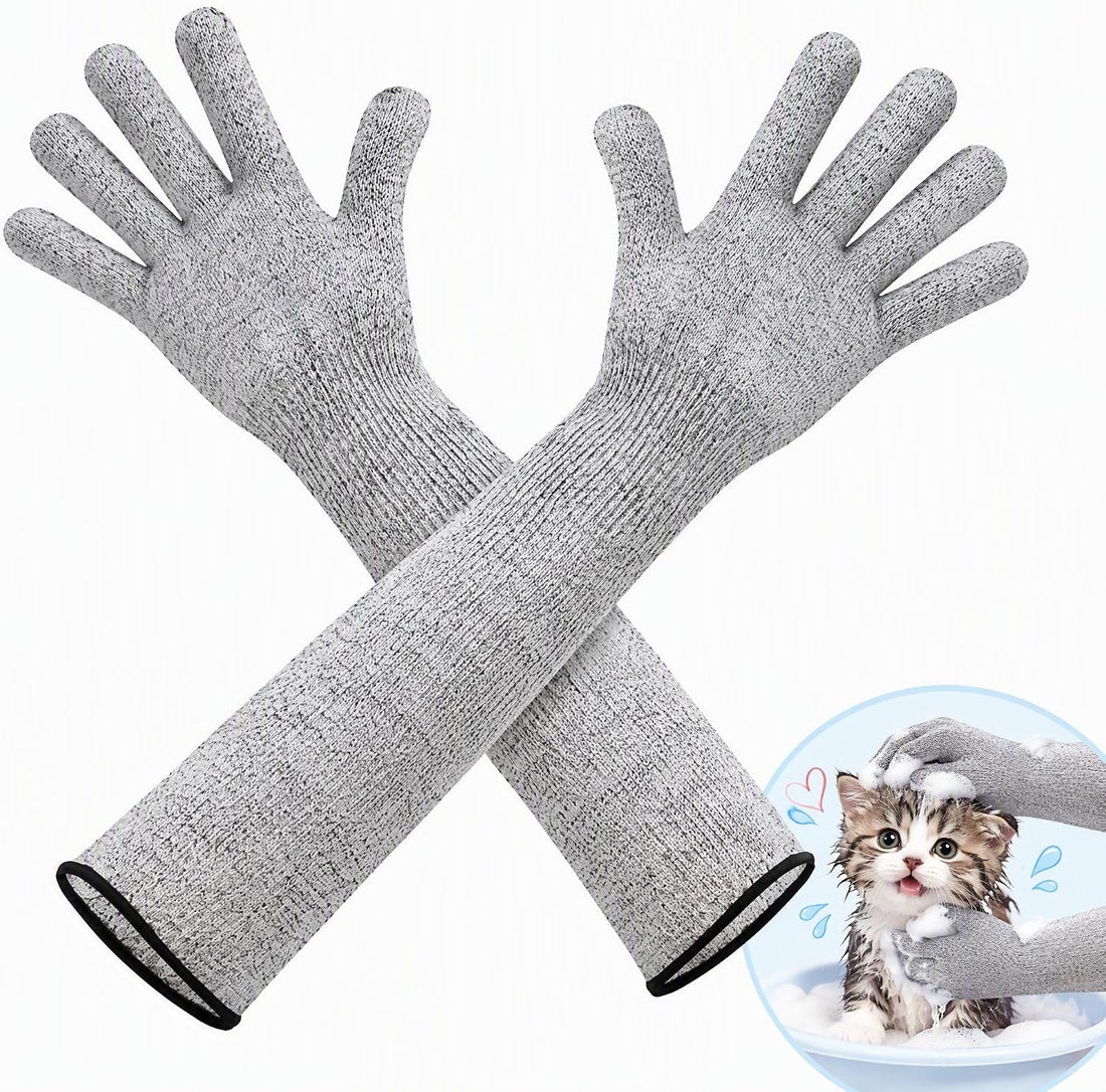 Cat Gloves Bite Proof,15.7" Grooming Gloves for Cats Cat Handling