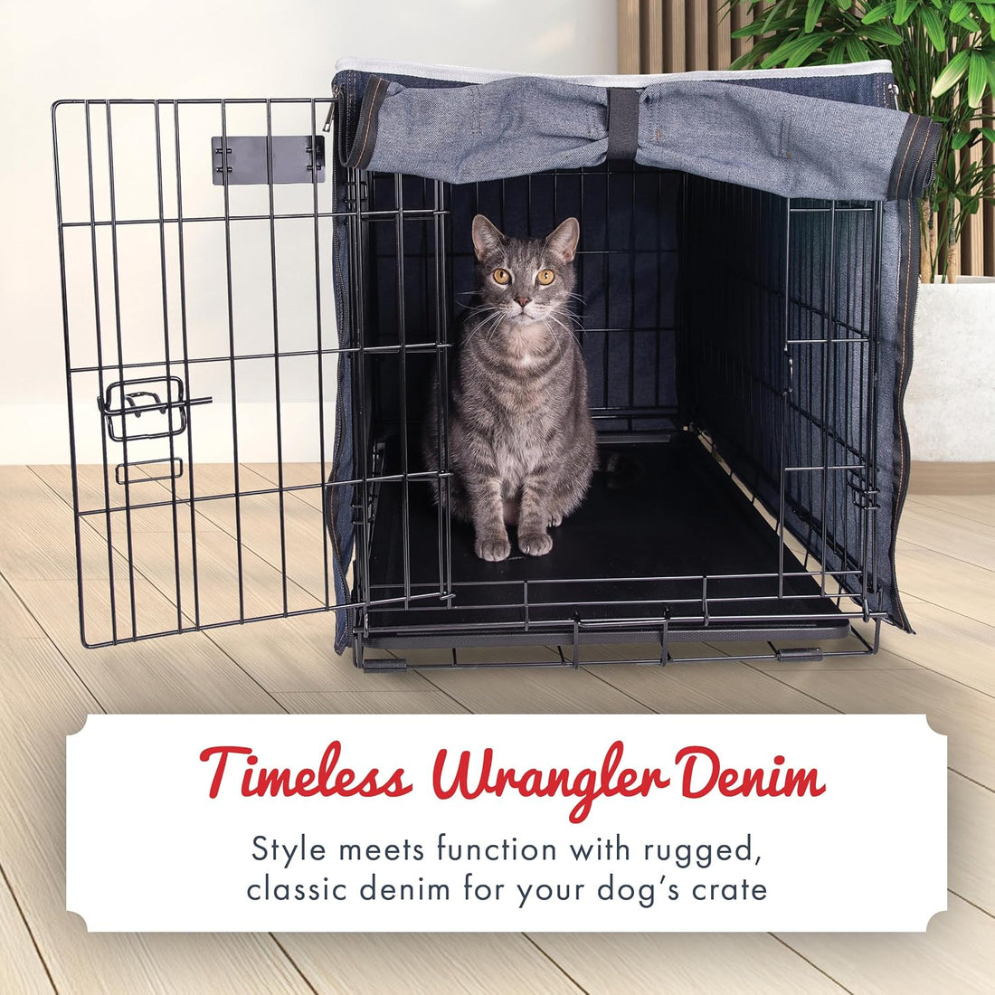 Wrangler Denim Dog Crate Cover for Large Dogs