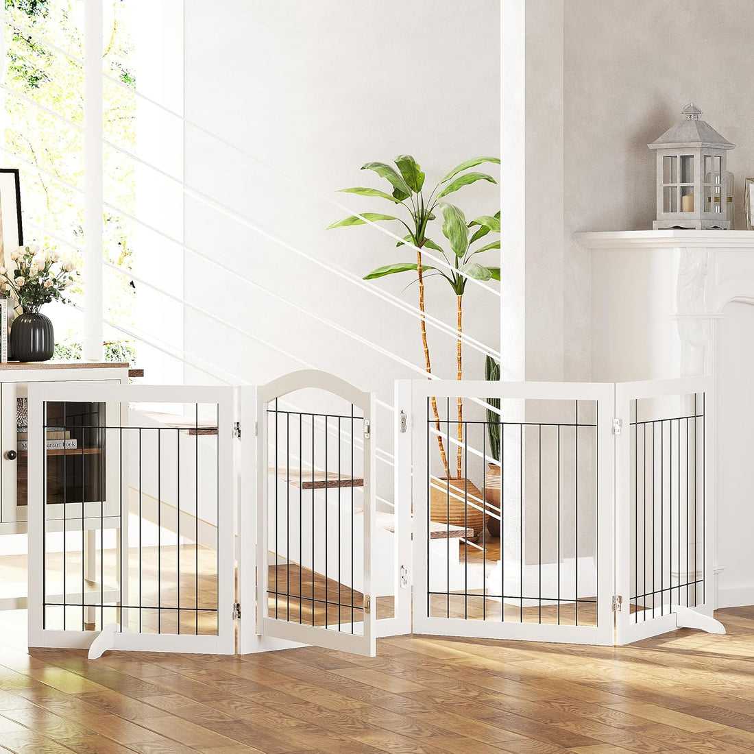 SPIRICH 96-inch Extra Wide 30-inches Tall Dog Gate with Door Walk