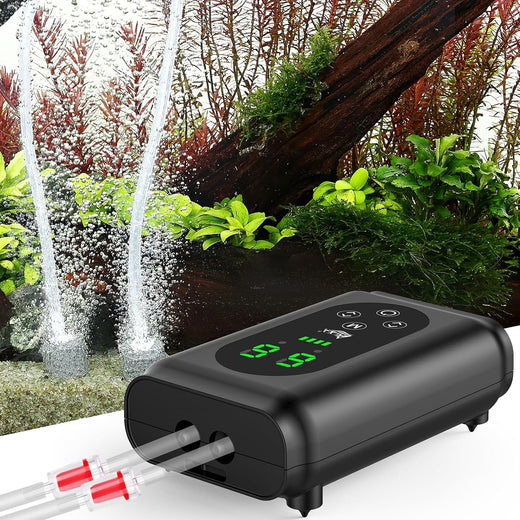 AQQA Battery Powered Aquarium Air Pump, Quiet Fish Tank Oxygen Pump