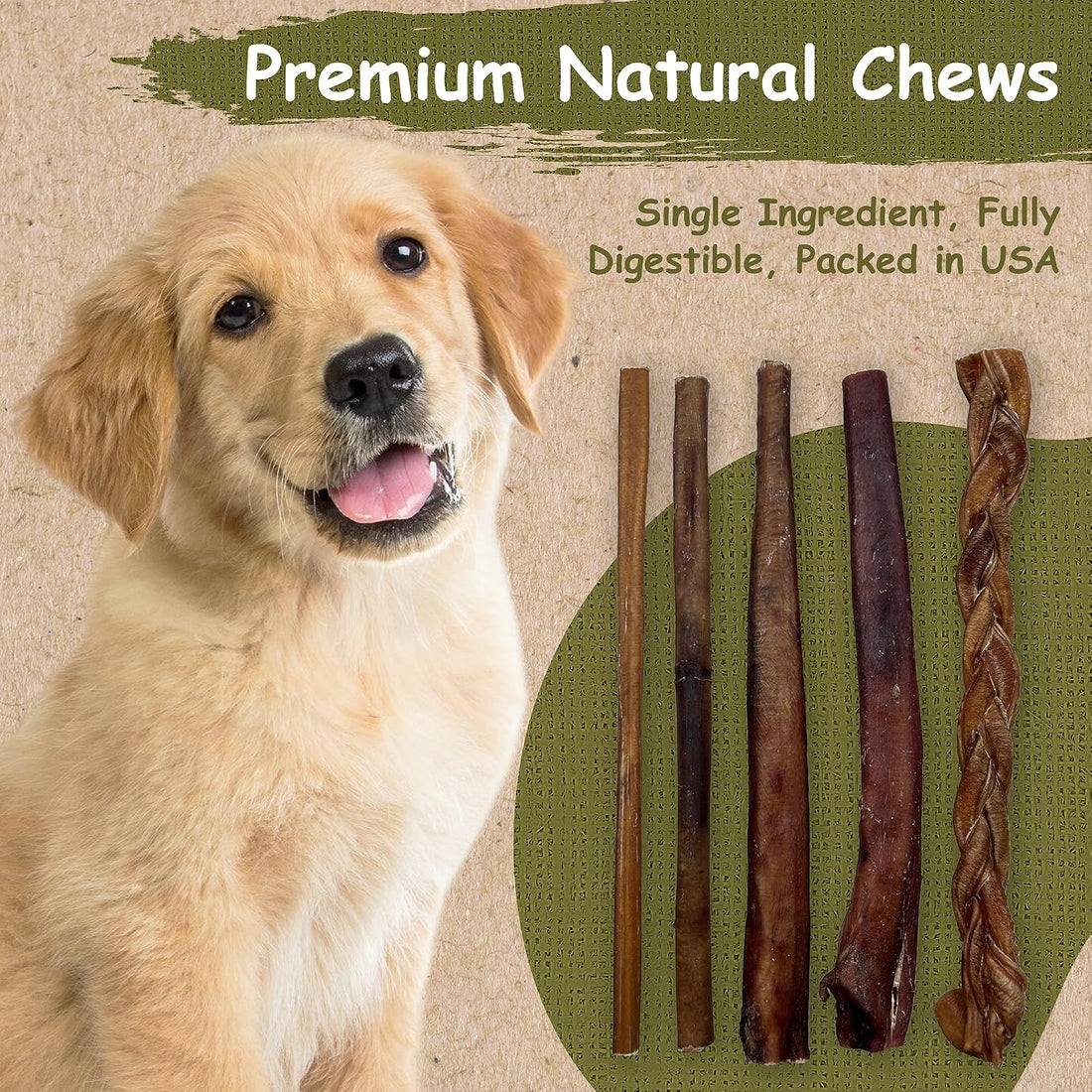 Top Dog Chews - 12 Inch Bully Sticks, 100% Natural Beef, Free Range
