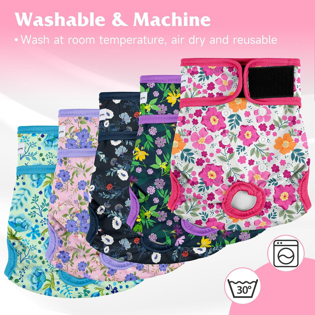 5 Pack Reusable Diapers for Doggie