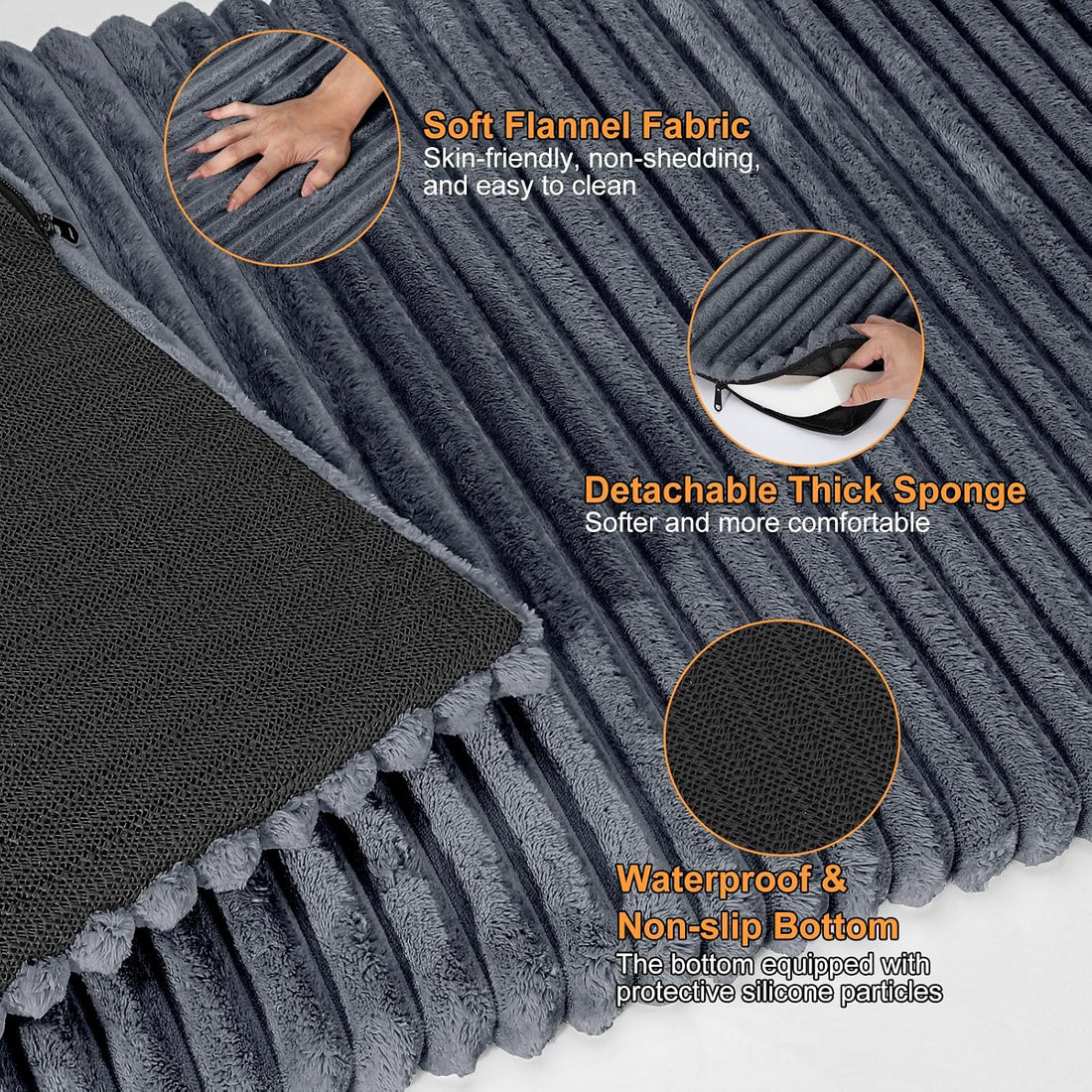 FURTIME Backseat Pet Bed Mat, Non-Slip Dog Bed for Car Back Seat
