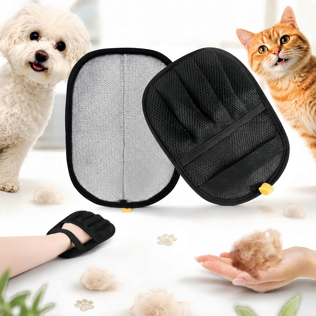 2-Pack Pet Hair Remover Gloves