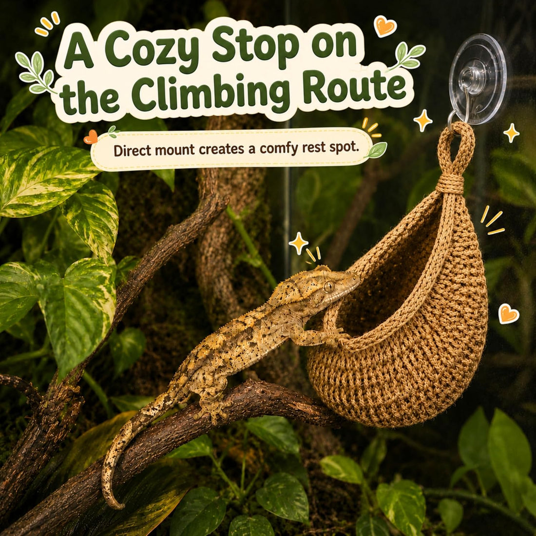 Crested Gecko Hammock Leopard Climbing Accessories, Leopard Gecko Hide
