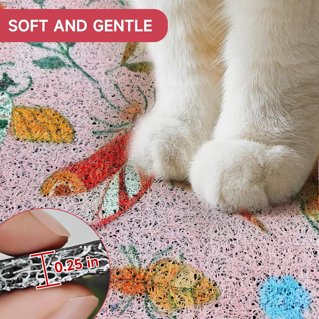 Cat Litter Mat, 24" x 16" Litter Mat, Traps 100% Cat Litter
