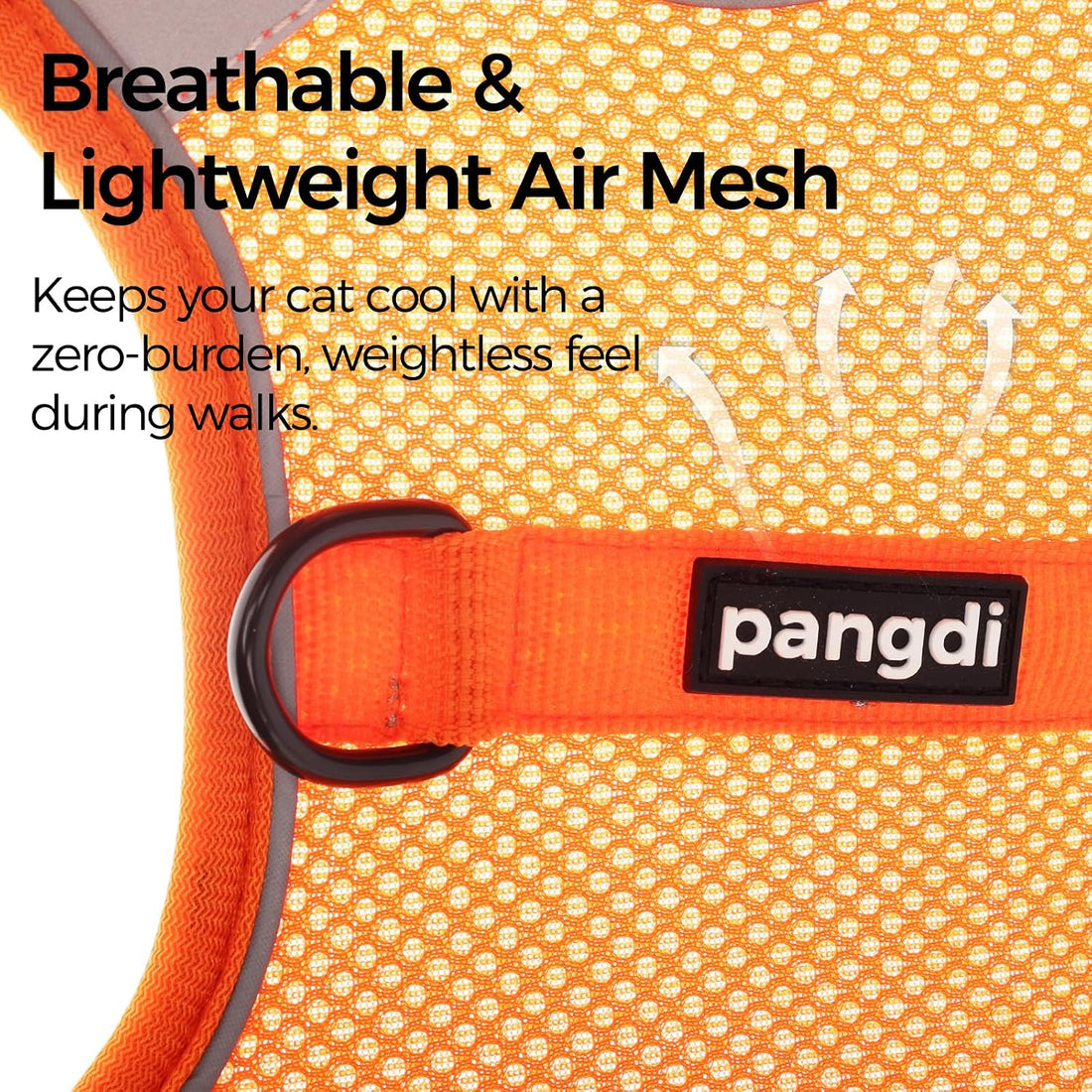 Cat Harness and Leash Set, No Over-the-Head Cat Vest, Orange, M