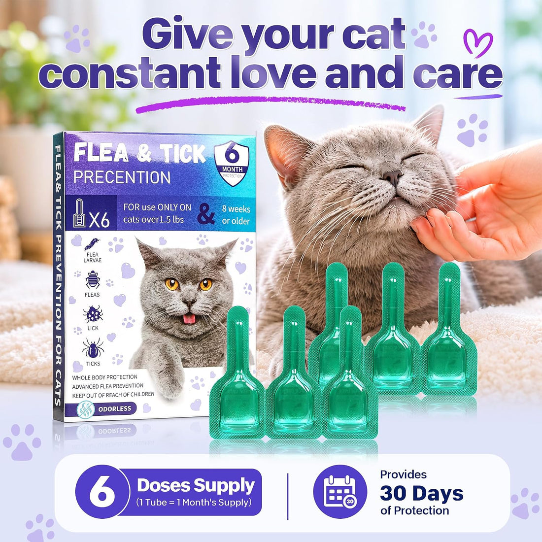 Topical Flea and Tick for Cats 6 Doses