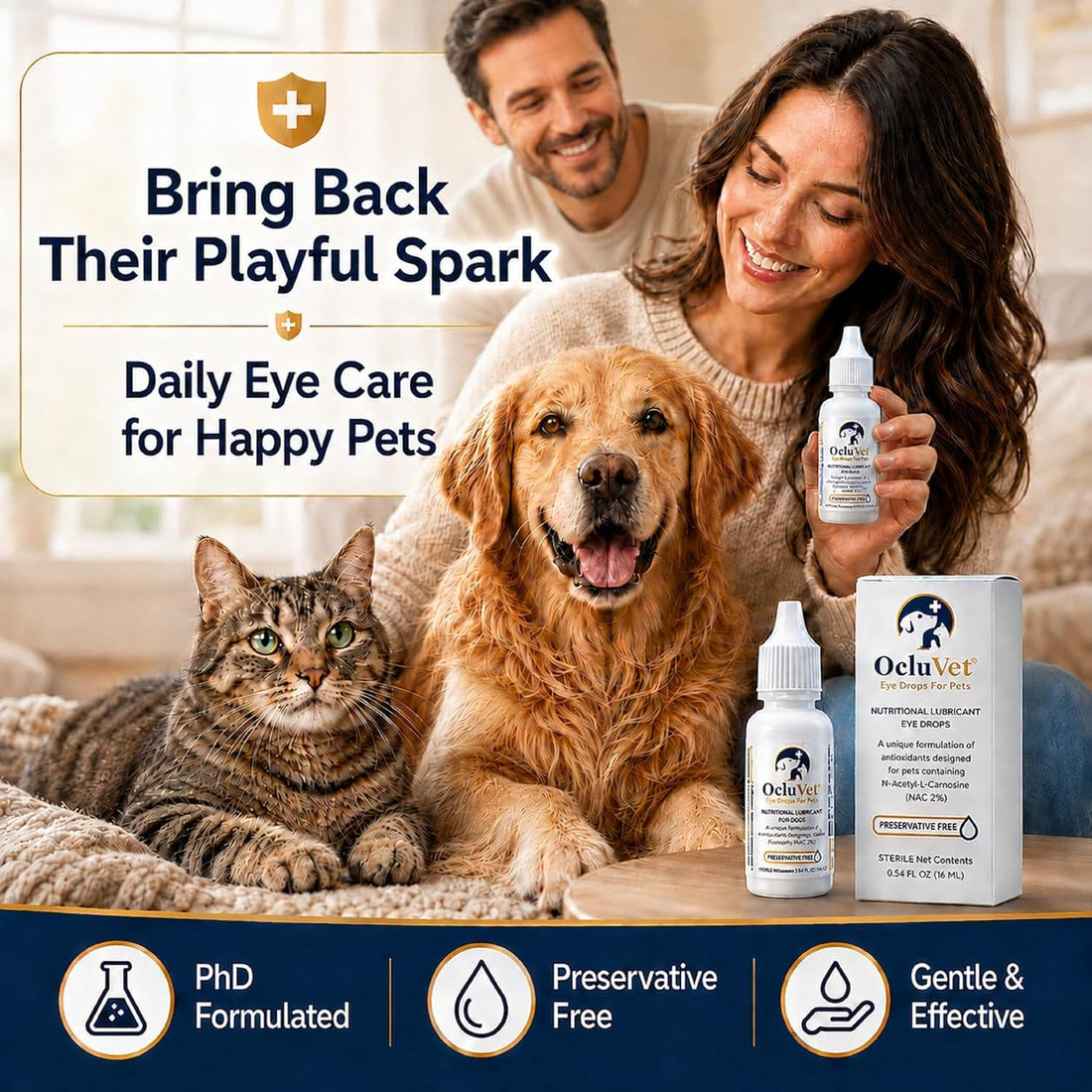 OcluVet Pet Eye Drops for Dogs & Cats, 2% NAC, 16 mL