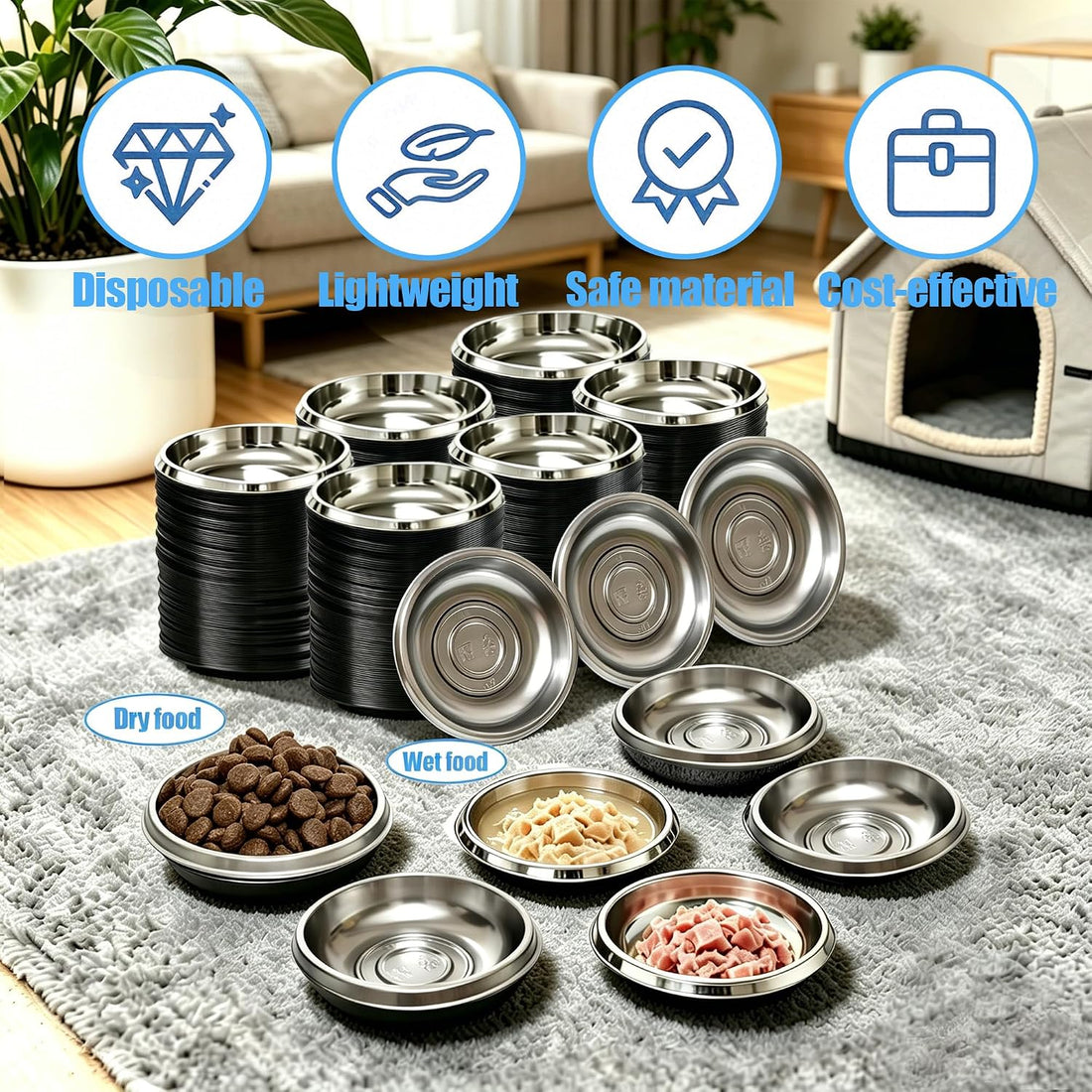 Small Disposable Cat Food Bowls 600 Pack, 30g Portion Cup