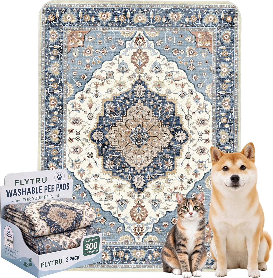 Washable Pee Pads for Dogs, 18x24 in, 2 Pack