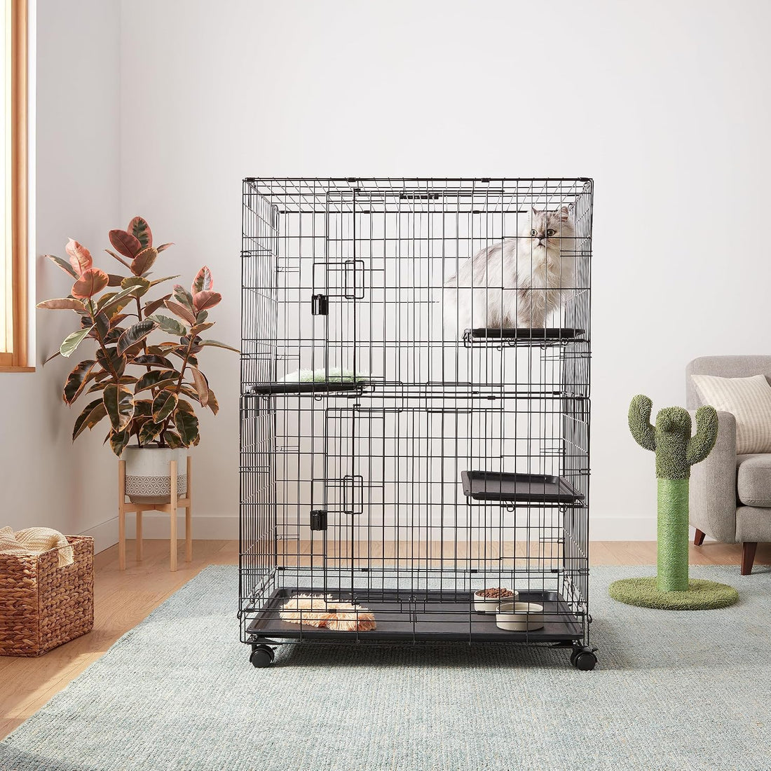 Large 3-Tier Cat Cage Playpen with Easy to Clean Removable Tray