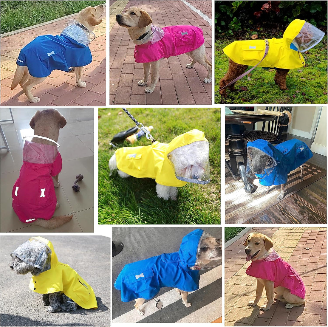 Waterproof Dog Raincoat, Adjustable Reflective Lightweight Pet Rain