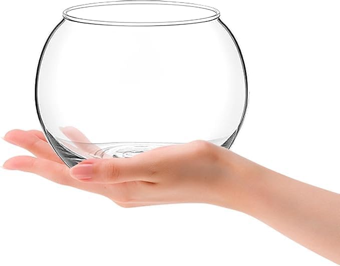 4 Pack Clear Bubble Bowl Glass Vase, 6 inch Fish Bowl Vase