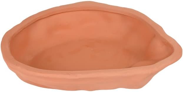 Extra Large Reptile Bathing Pool Reptile Feeding Dish Water Bowl with Ramp Aquarium Ornament for Gecko, Snake, Turtle, Bearded Dragon, Lizard Bath(Black)