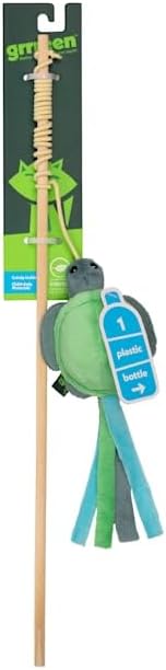 GRRREEN Cat Toys | Plush Turtle Teaser Cat Wand Toy