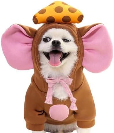 Fleece Lined Dog Hoodie Coat Warm Fall Winter Dog Sweatshirt, Squirrel