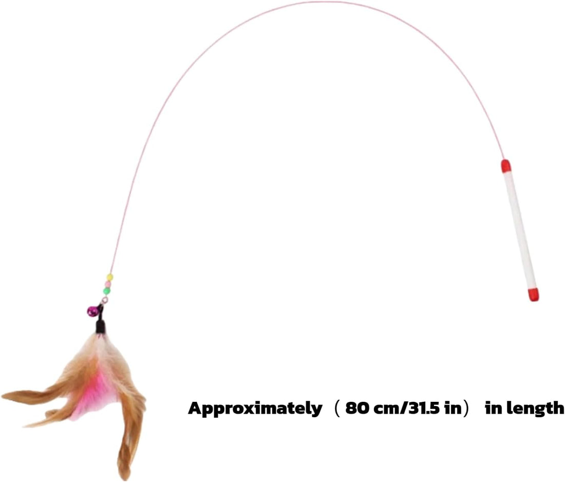 Cat Feather Wand Toy - Steel Wire Feather Interactive Cat Stick