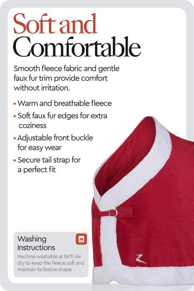 HORZE Santa Christmas Fleece Horse Cooler Blanket with Faux Fur