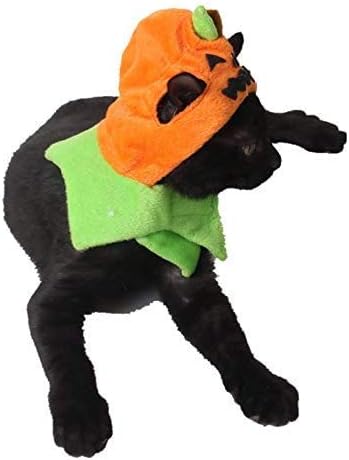 Idepet Cat Costume Halloween Pumpkin Hat Cats Costume Cute Cloak