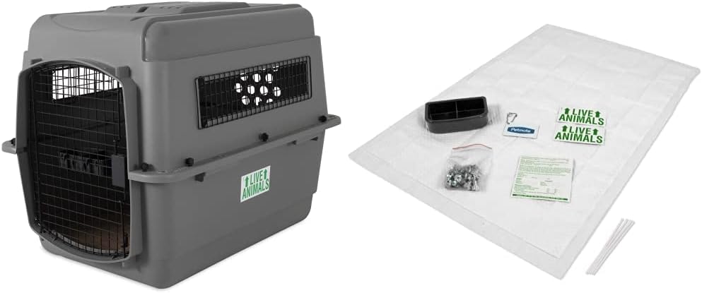 Petmate Sky Kennel Pet Carrier and Petmate 290300 Kennel Travel Kit