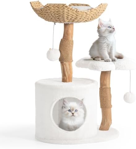 Easyego Modern Cat Tree, 26.3" Aesthetic Wood Cat Tree Tower