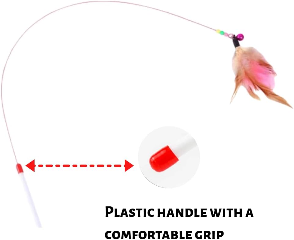 Cat Feather Wand Toy - Steel Wire Feather Interactive Cat Stick