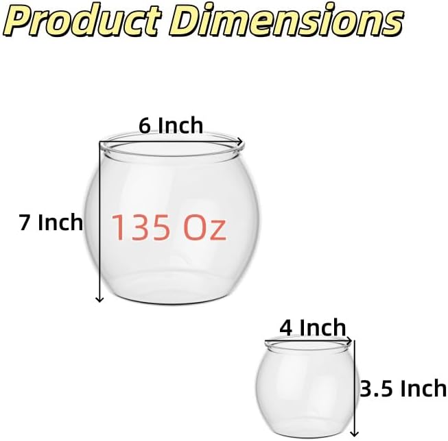 2pcs Plastic DIY Fish Bowls - 135oz Round Clear Fish Tanks 1 Gallon