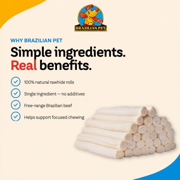 Brazilian Pet Premium Retriever Rolls 10-11 inches,100% Natural Dog