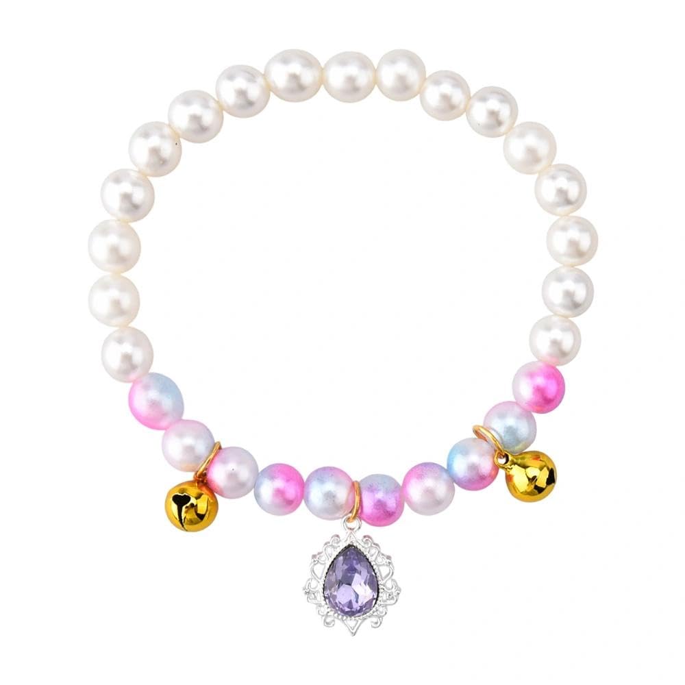 Pearl Cat Collar with Bell Rhinestones Teardrop Pet Necklace