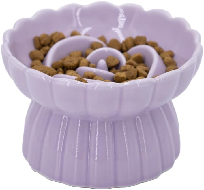 Ceramic Cat Slow Feeder, Raised Slow Feeder Cat Bowl