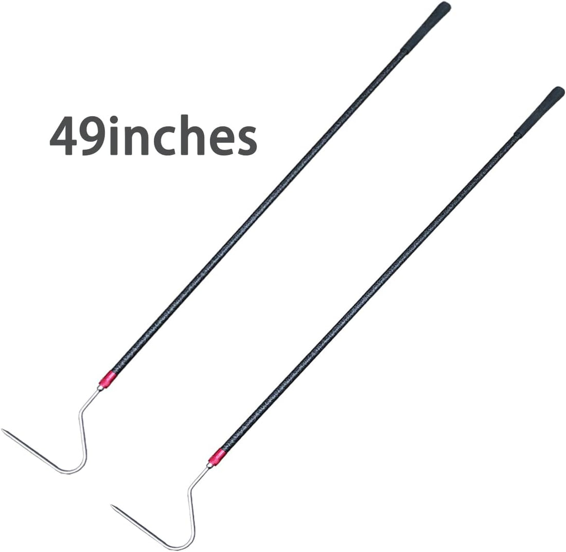 49'' Carbon Snake Hook Catcher Stick Tongs Grabber, 2 Pack