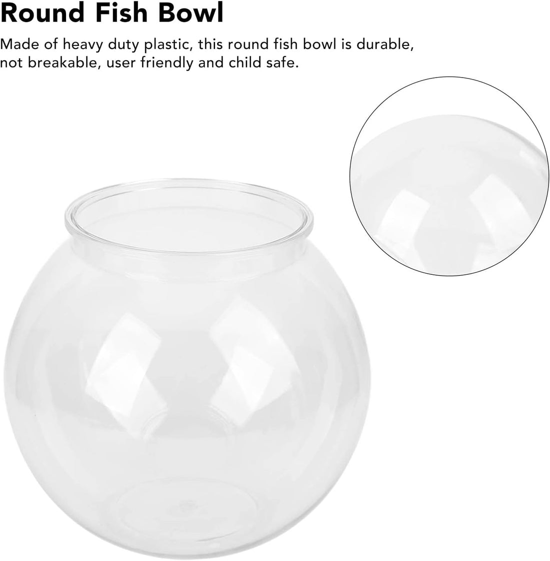 Plastic Fish Bowl, Unbreakable Small Round Fish