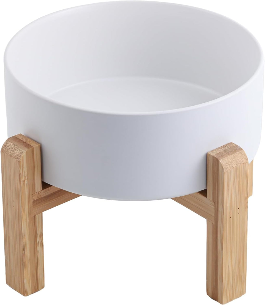 White Raised/Elevated Ceramic Dog Bowl for Medium Large Sized