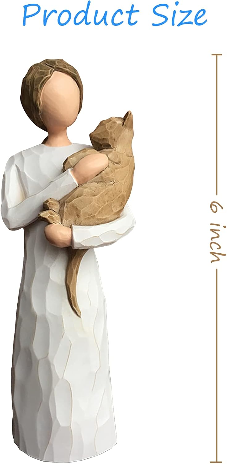 FRUMOASA Cat Angel Figurine 6" Loss of Cat Sympathy Memorial Gift