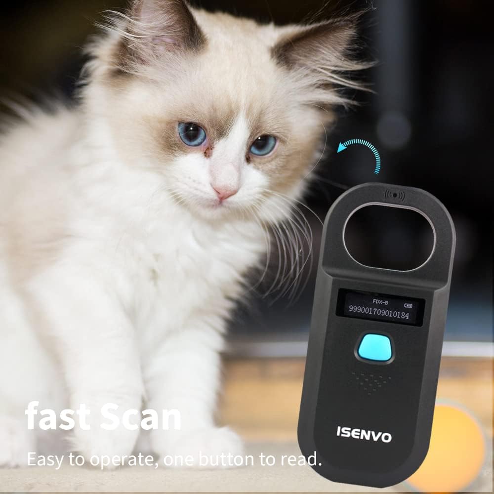 ISENVO Pet Microchip Scanner Rechargeable RFID EMID Micro Chip Reader