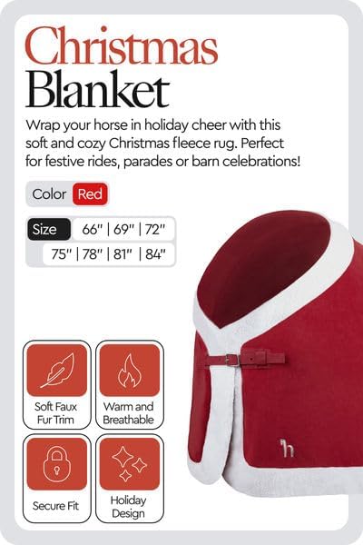 HORZE Santa Christmas Fleece Horse Cooler Blanket with Faux Fur