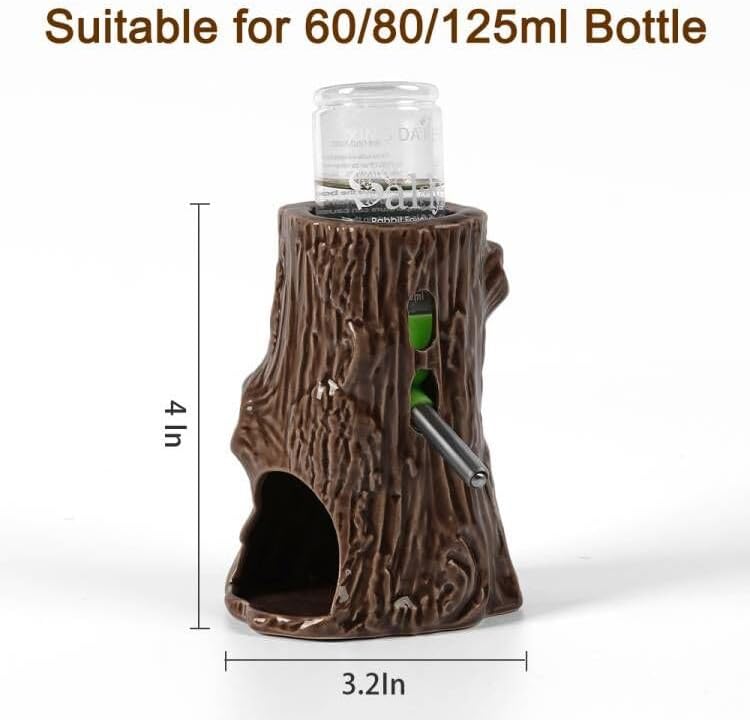Adjustable No Drip Ceramic Hamster Water Bottle for Glass Tank