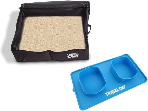 Travel Cat Collapsible Bowl & Portable Litter Box Bundle