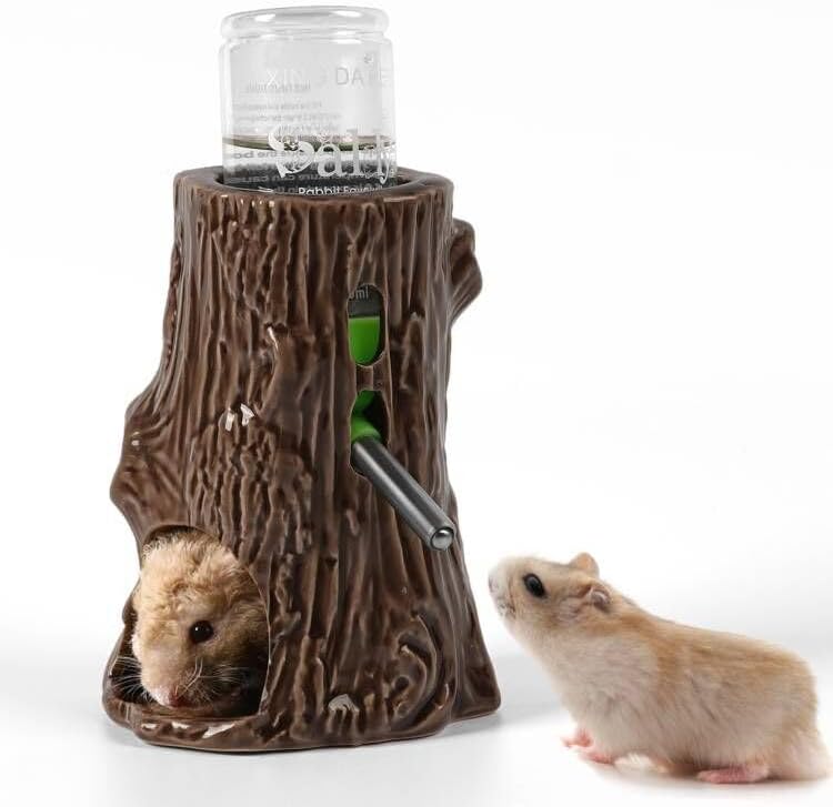 Adjustable No Drip Ceramic Hamster Water Bottle for Glass Tank
