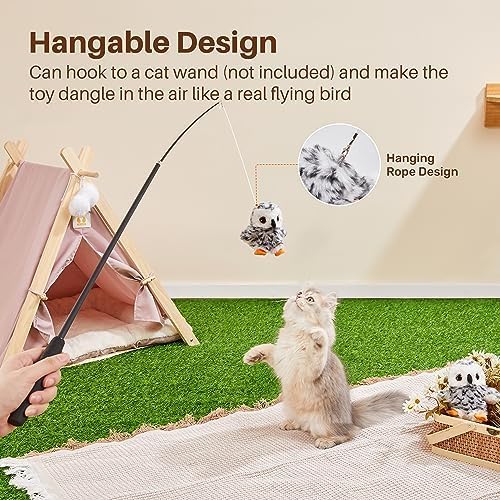 Potaroma Flapping Owl Cat Toys, Lifelike Bird Chirp