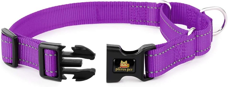 PLUTUS PET Reflective Martingale Collar with Quick Snap Buckle,No