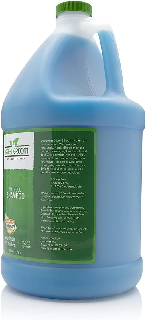 Green Groom White Dog Shampoo, 1 Gallon - All Natural Ingredients